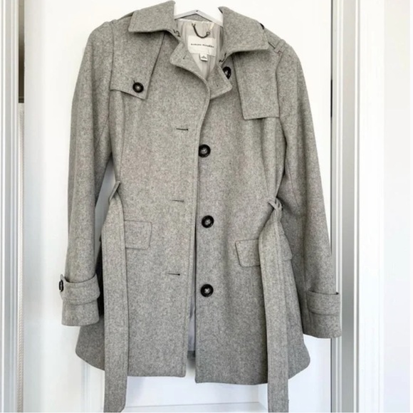 Banana Republic Dove Grey Wool Belted Lined Jacket! Size Medium - Picture 1 of 8
